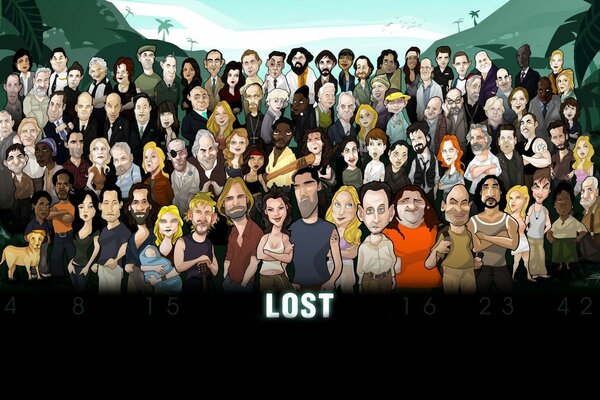 Drawing of heroes from the TV series Lost