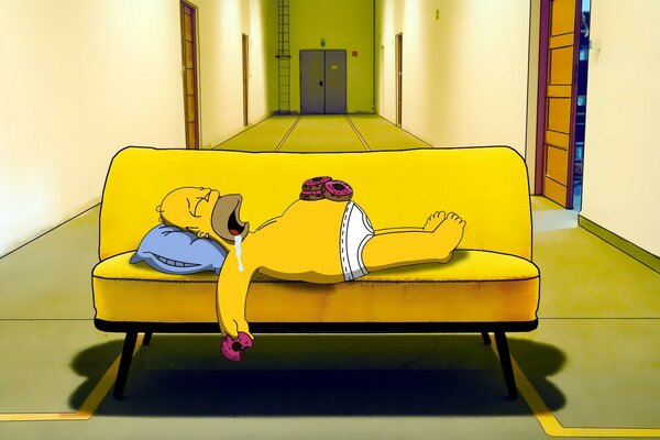 Homer en el pasillo de la película de los Simpson