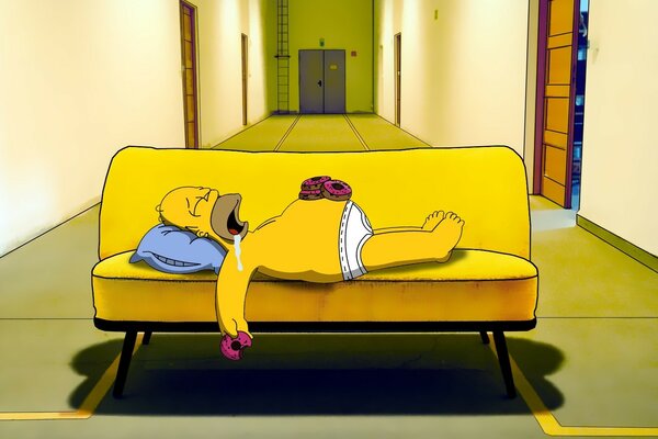 Homer dans le couloir de la bande dessinée sur les Simpson