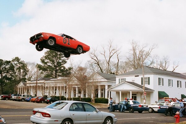 Der Sprung des roten Autos ist eine Szene aus dem Film