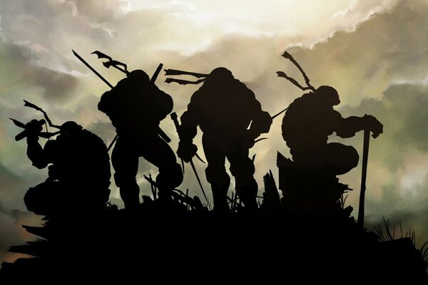 Dunkle Silhouetten von Ninja Turtles