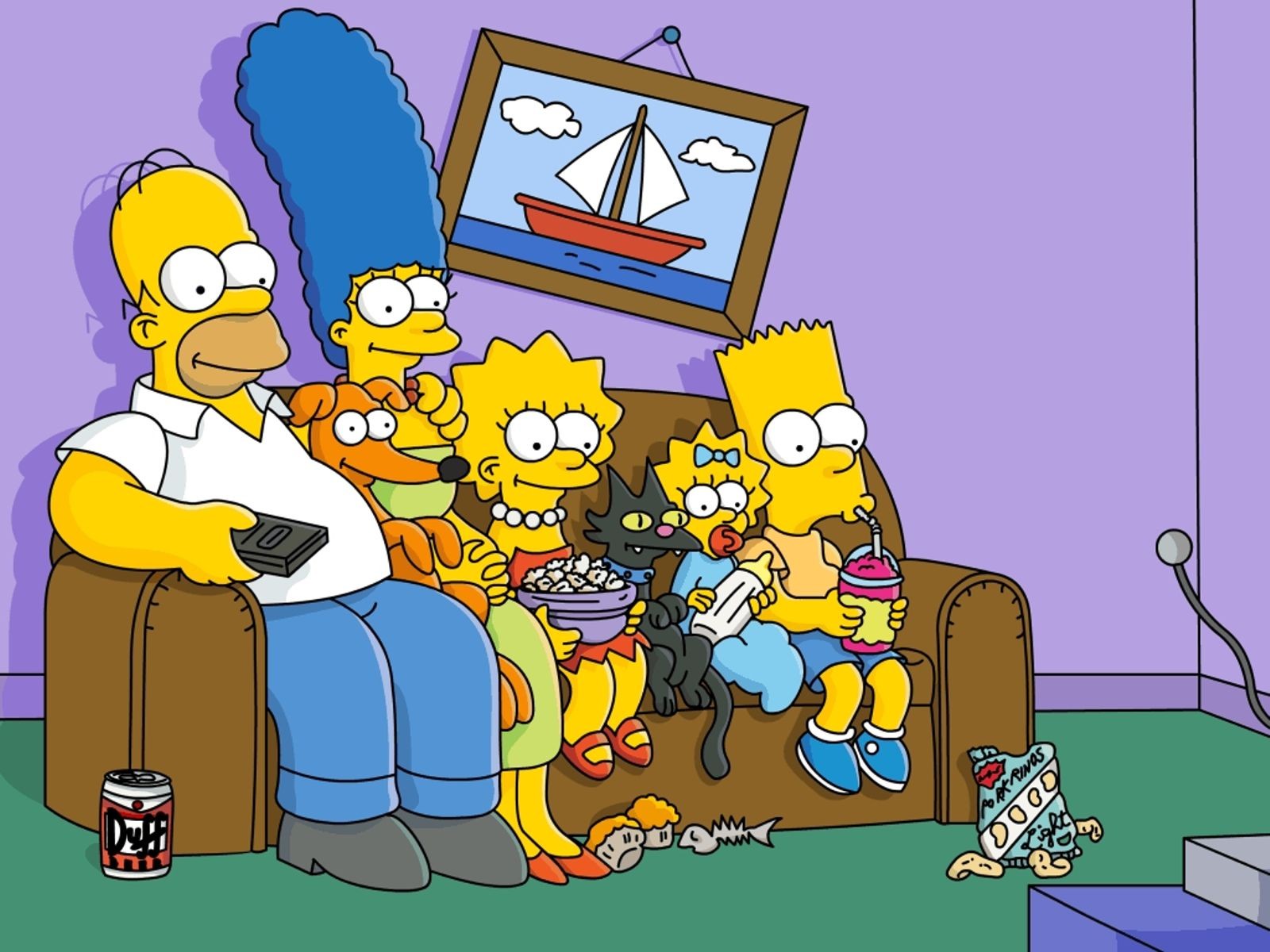 los simpsons familia sofá