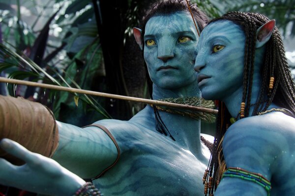 Los personajes de la película avatar apuntan a alguien