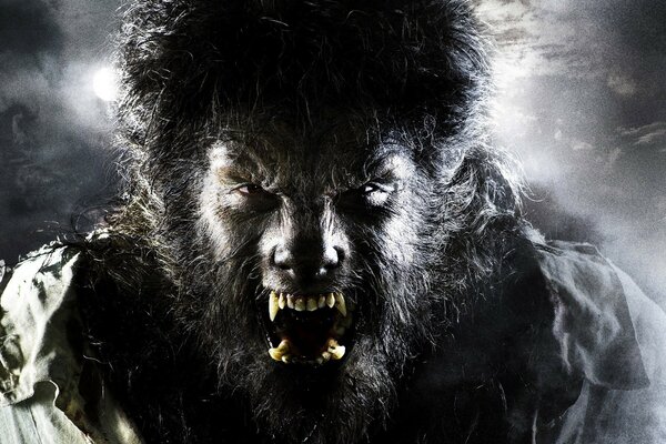 Mann Werwolf böses Gesicht