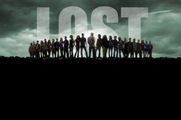 Die Helden der Serie Lost stehen vor dem Hintergrund der Wolken