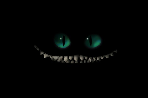 Ampio sorriso del gatto del Cheshire dei cartoni animati