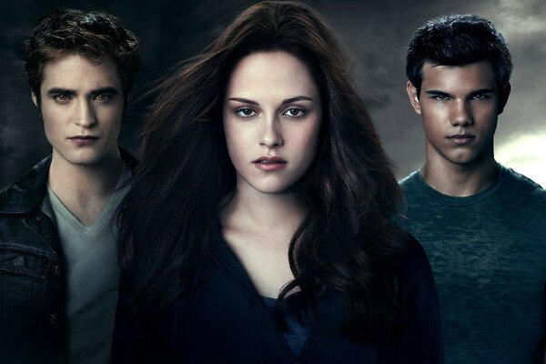 The actors of the film Twilight, two men and a woman