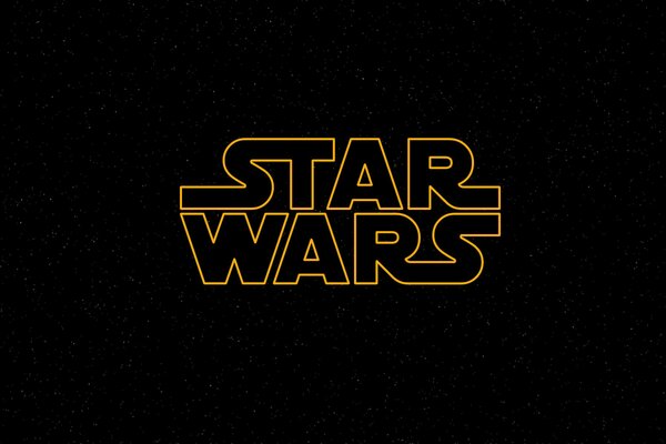 Iscrizione Star Wars in inglese su sfondo nero