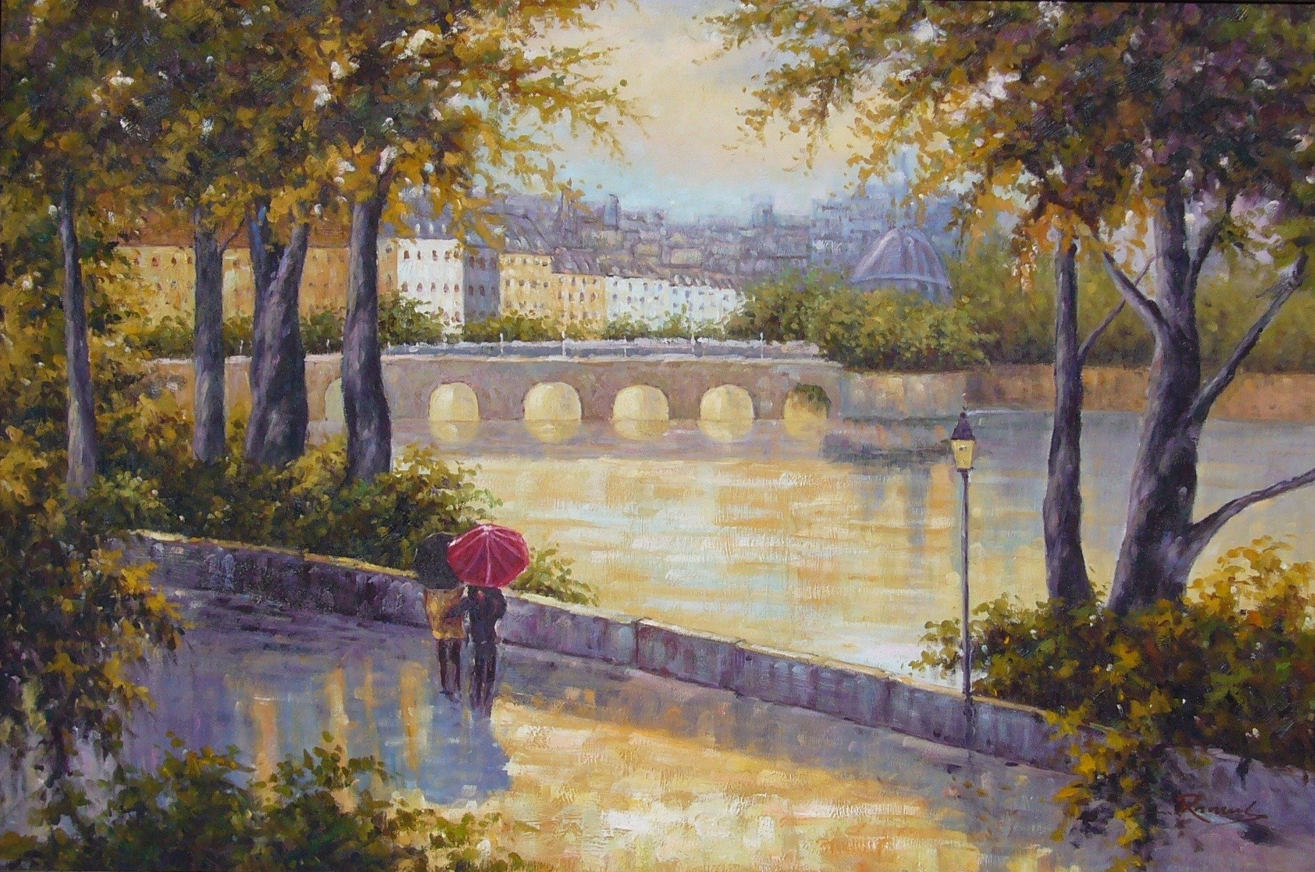 mood landscape people cities man picture art pictures painting pattern tree bridge