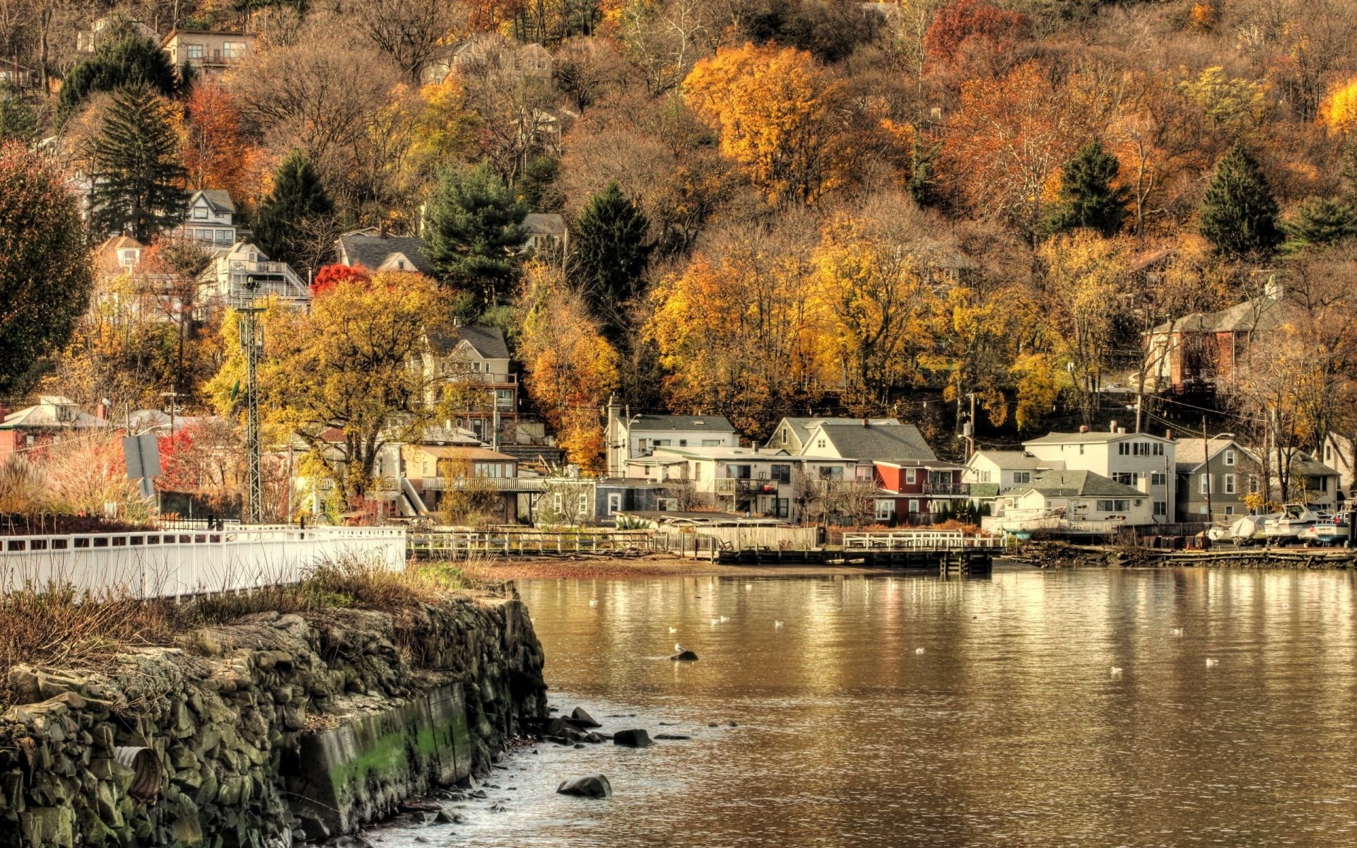 dorf herbst wasser