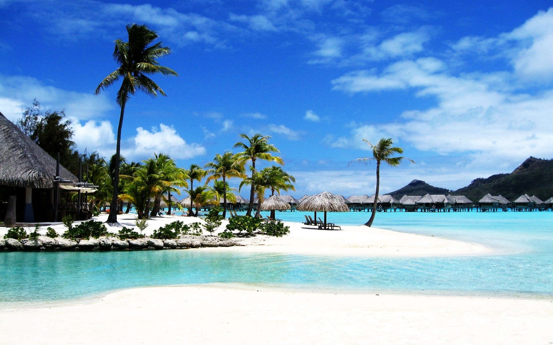 station balnéaire bora bora plage palmiers mer