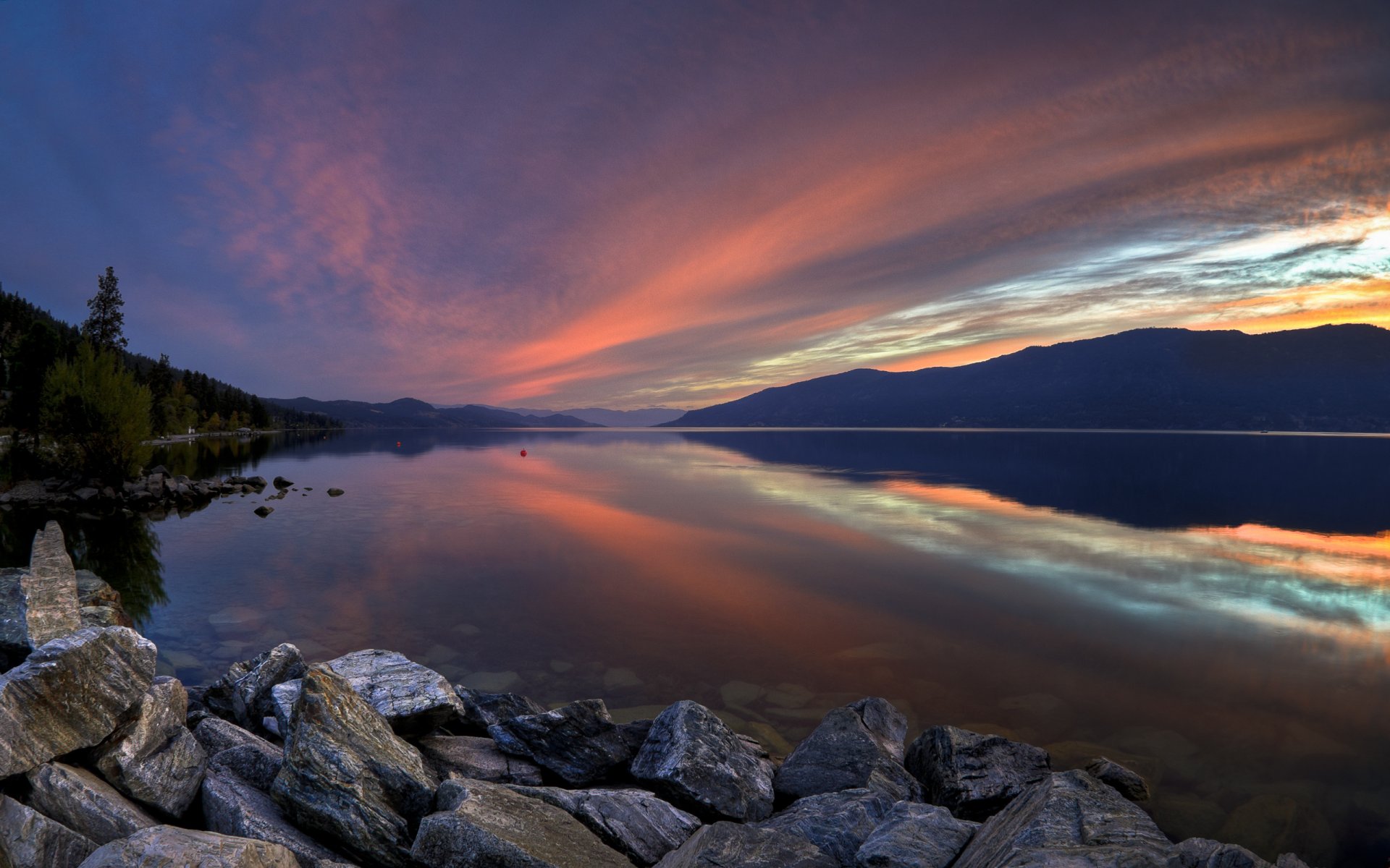 lake mountain sunset