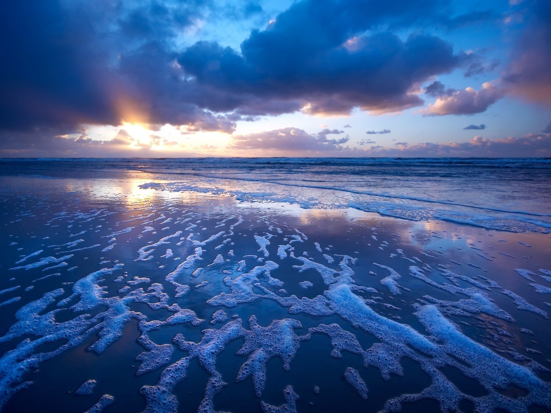 beach waves sunset