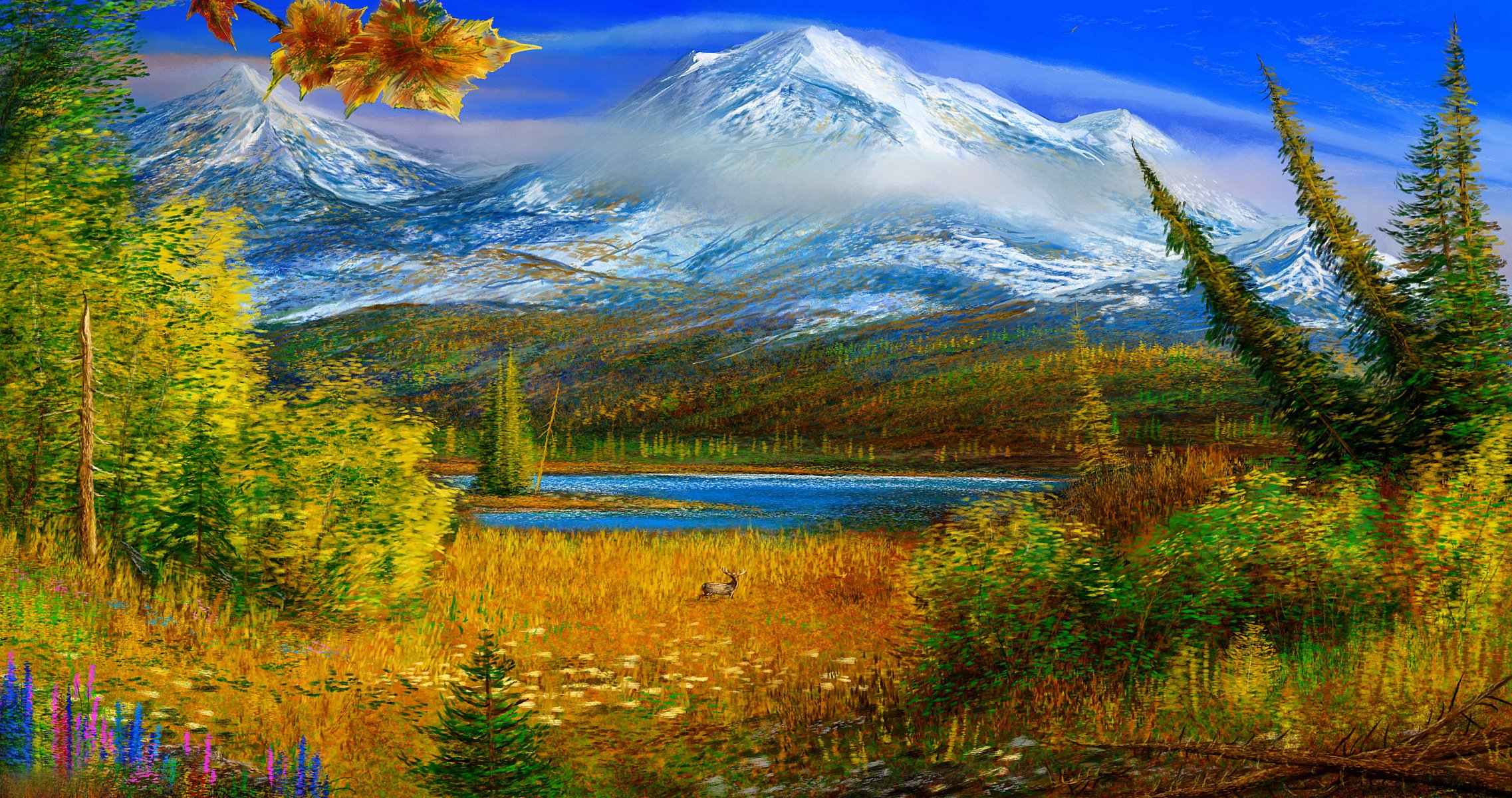 alaska autumn mountain pattern