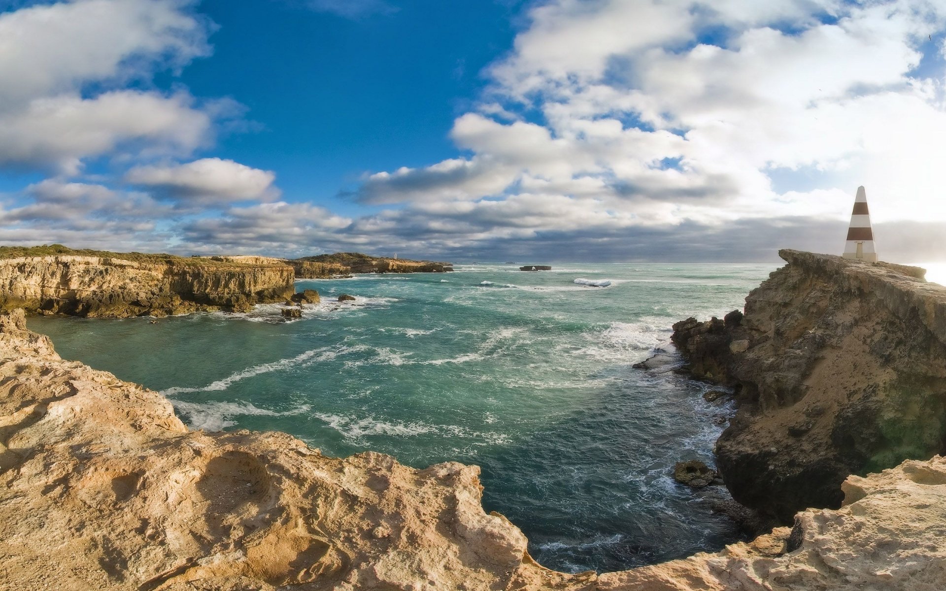 landschaft leuchtturm steine felsen wasser natur