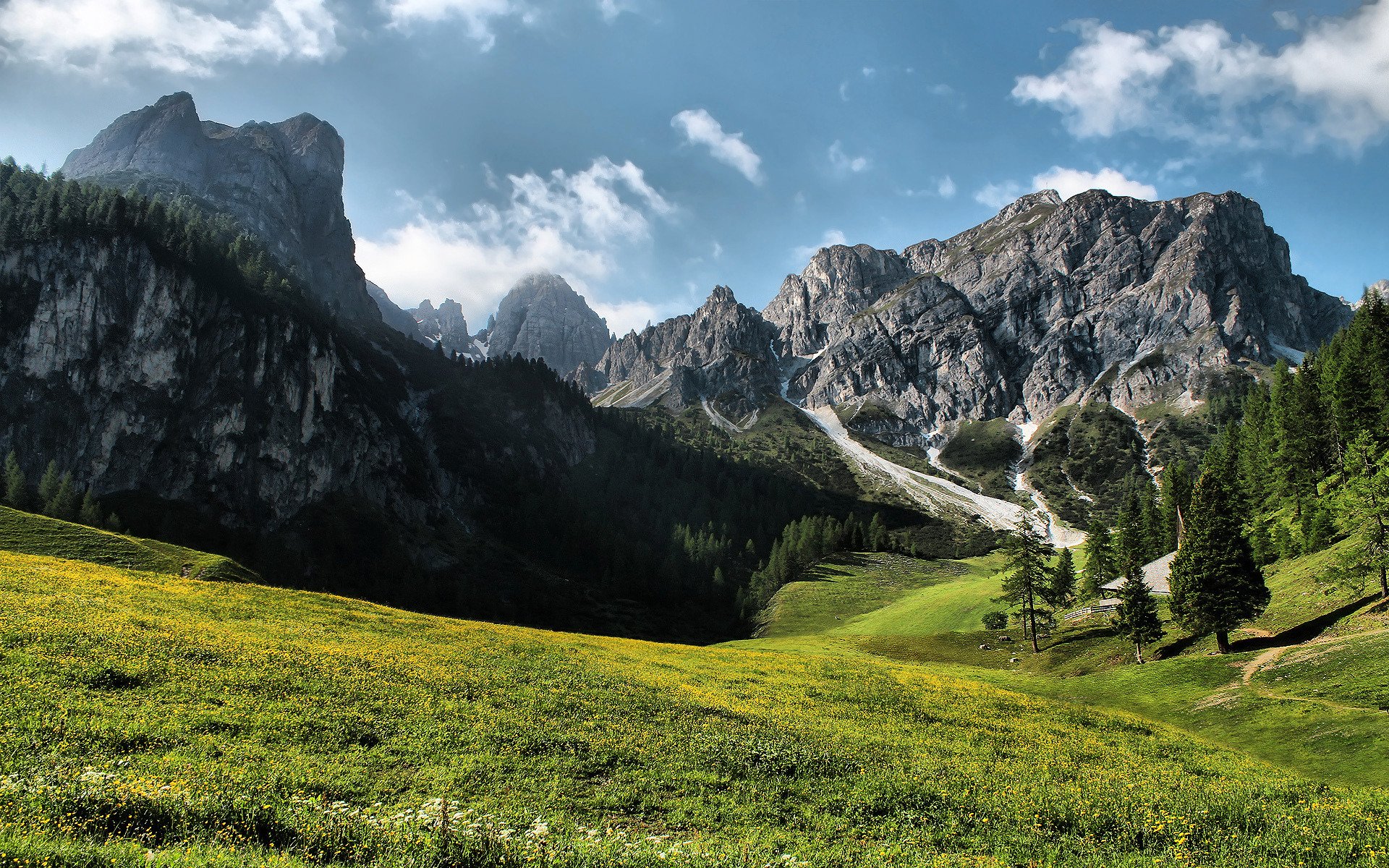 natur landschaften berge schönheit bäume himmel gras hügel