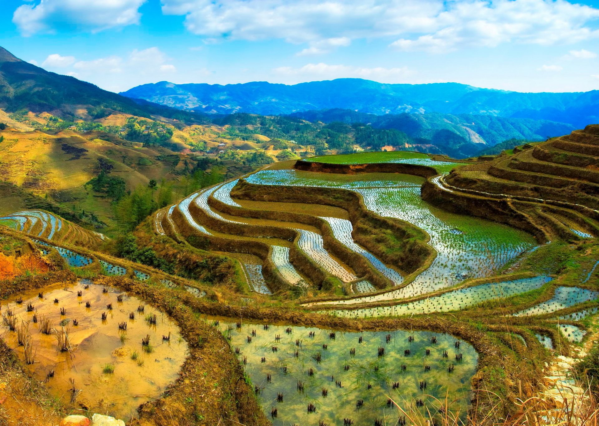 china gemüsegarten berge wolken himmel wasser