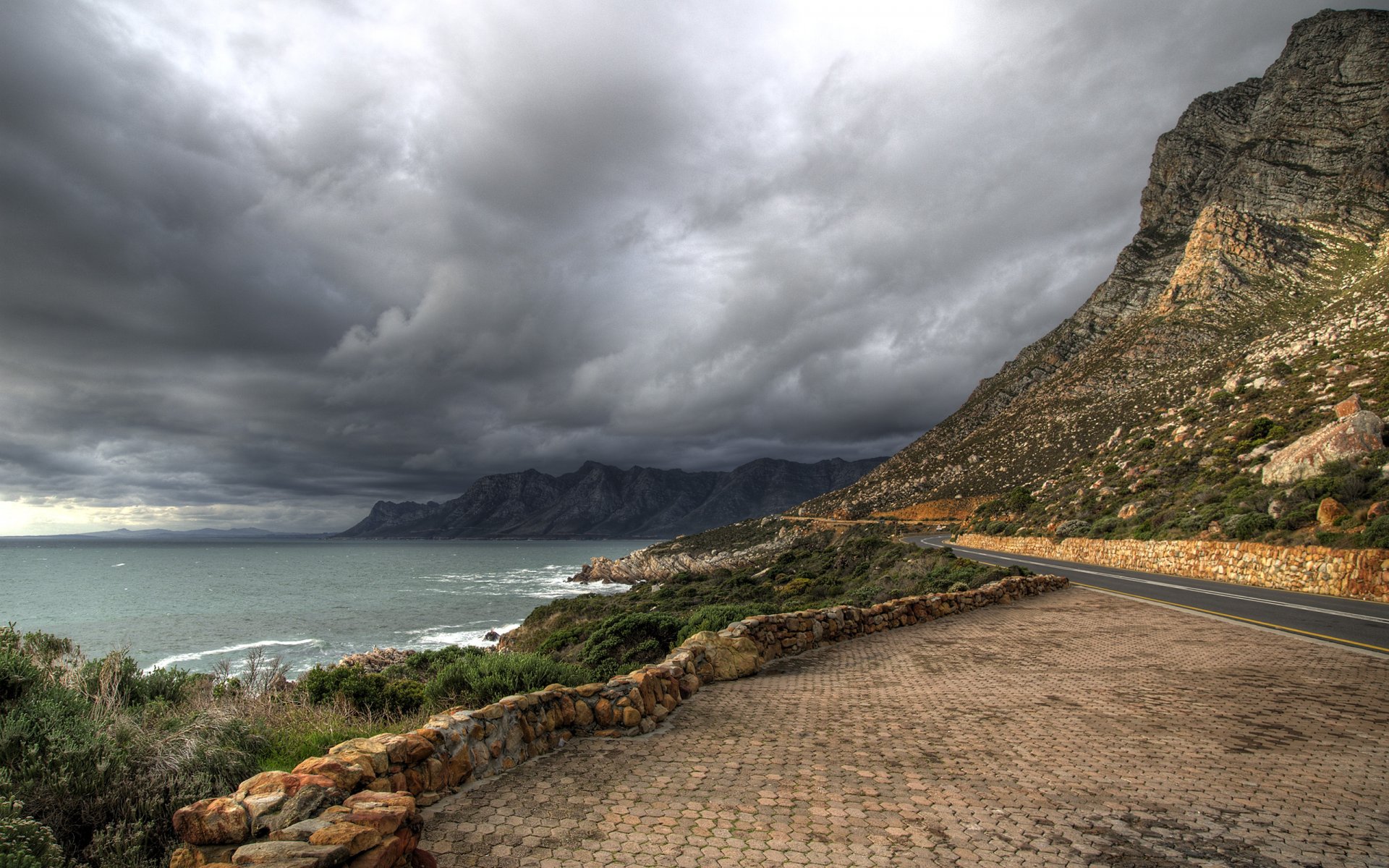 landscape road clouds mountain gra