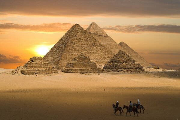 Mighty pyramids at sunset