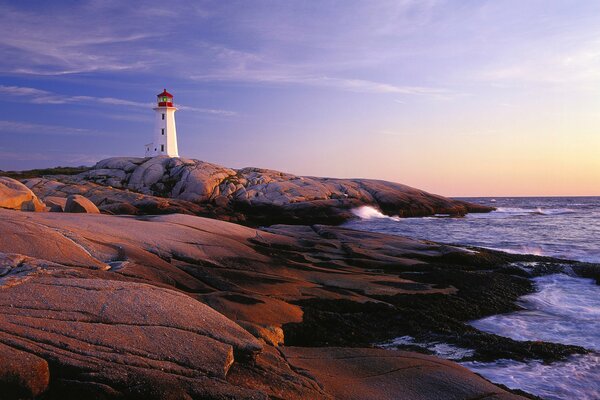 A lonely lighthouse on the seashore