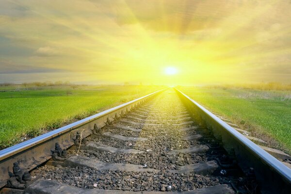 The railway going into the sunset