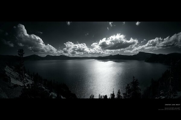 Water surface in black and white photo