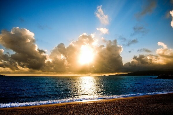 Heavy clouds in the reflection of the sea