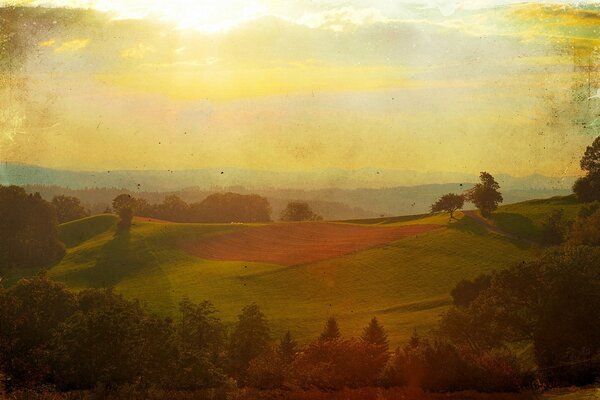 Belle colline con incredibili tavolozze di colori