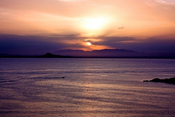 Sunset with mountain view