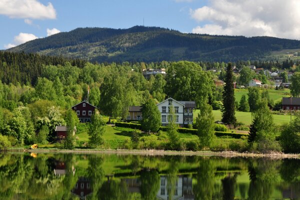 Houses on the shore by the water