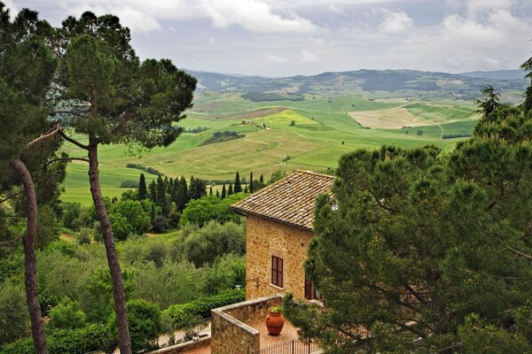 House on a hill in Italy