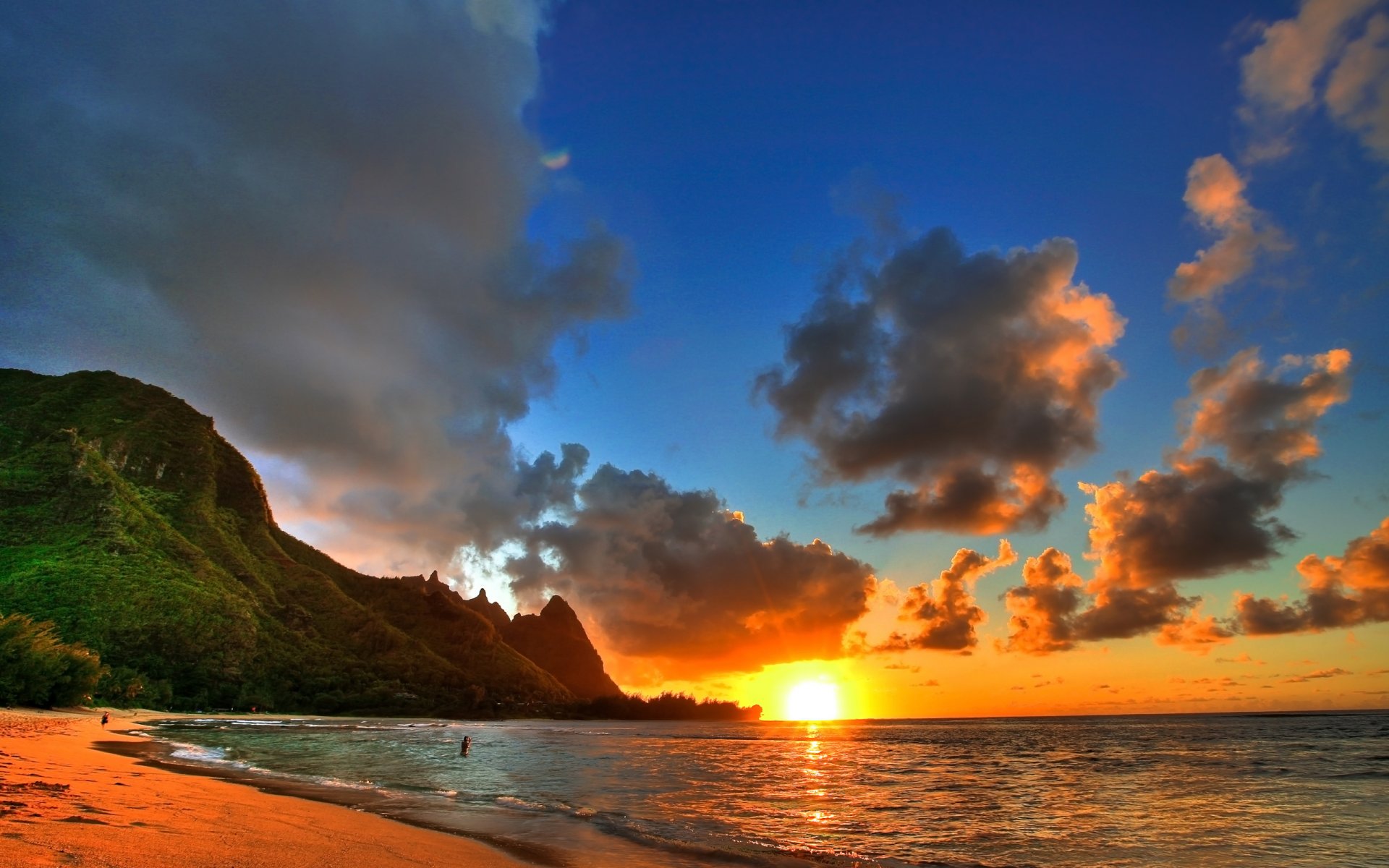 beach ocean sunset landscape