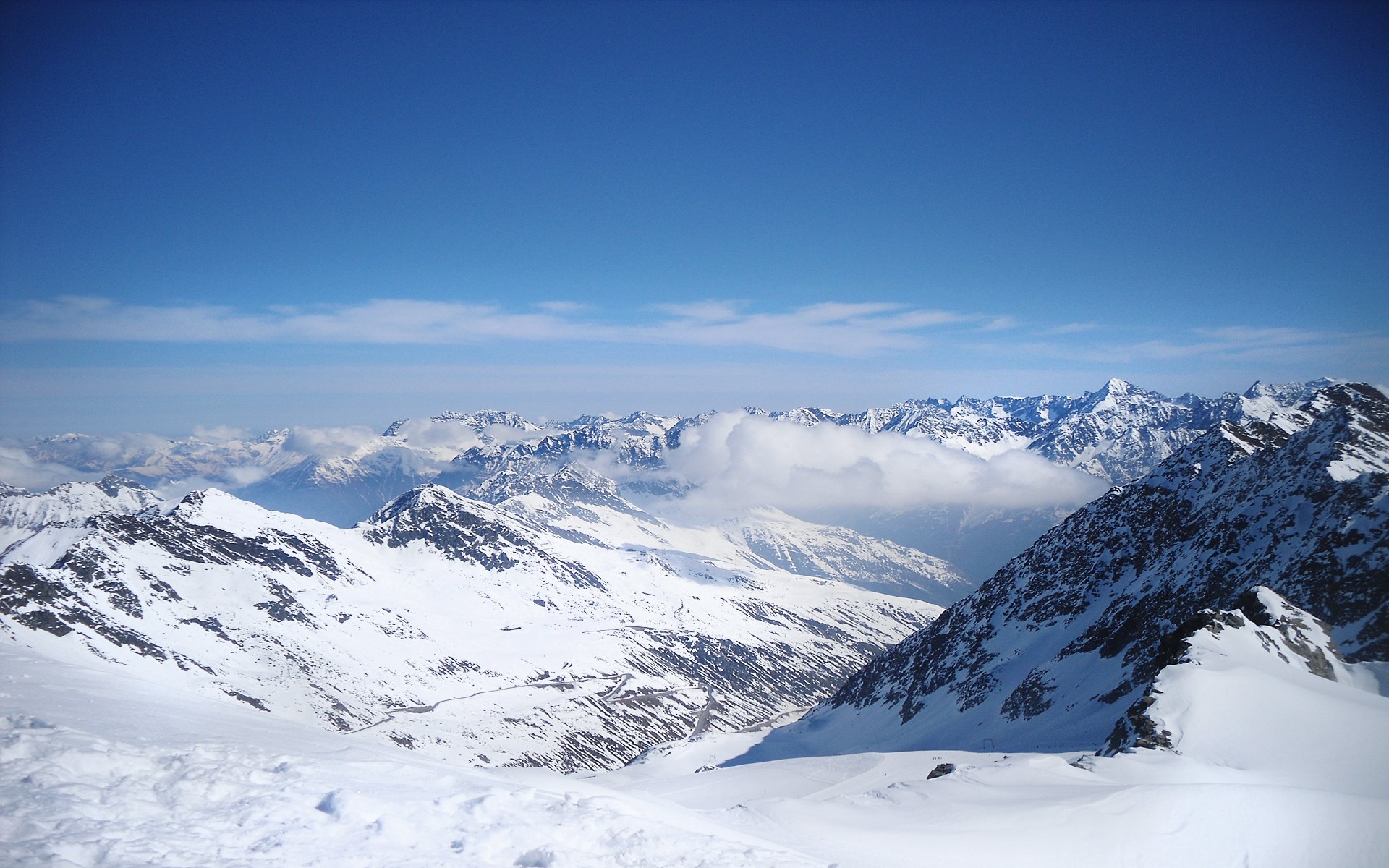 clouds snow mountain