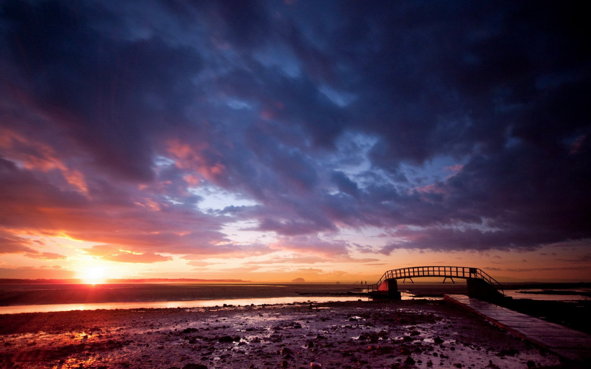 cielo nubes horizonte puente sol