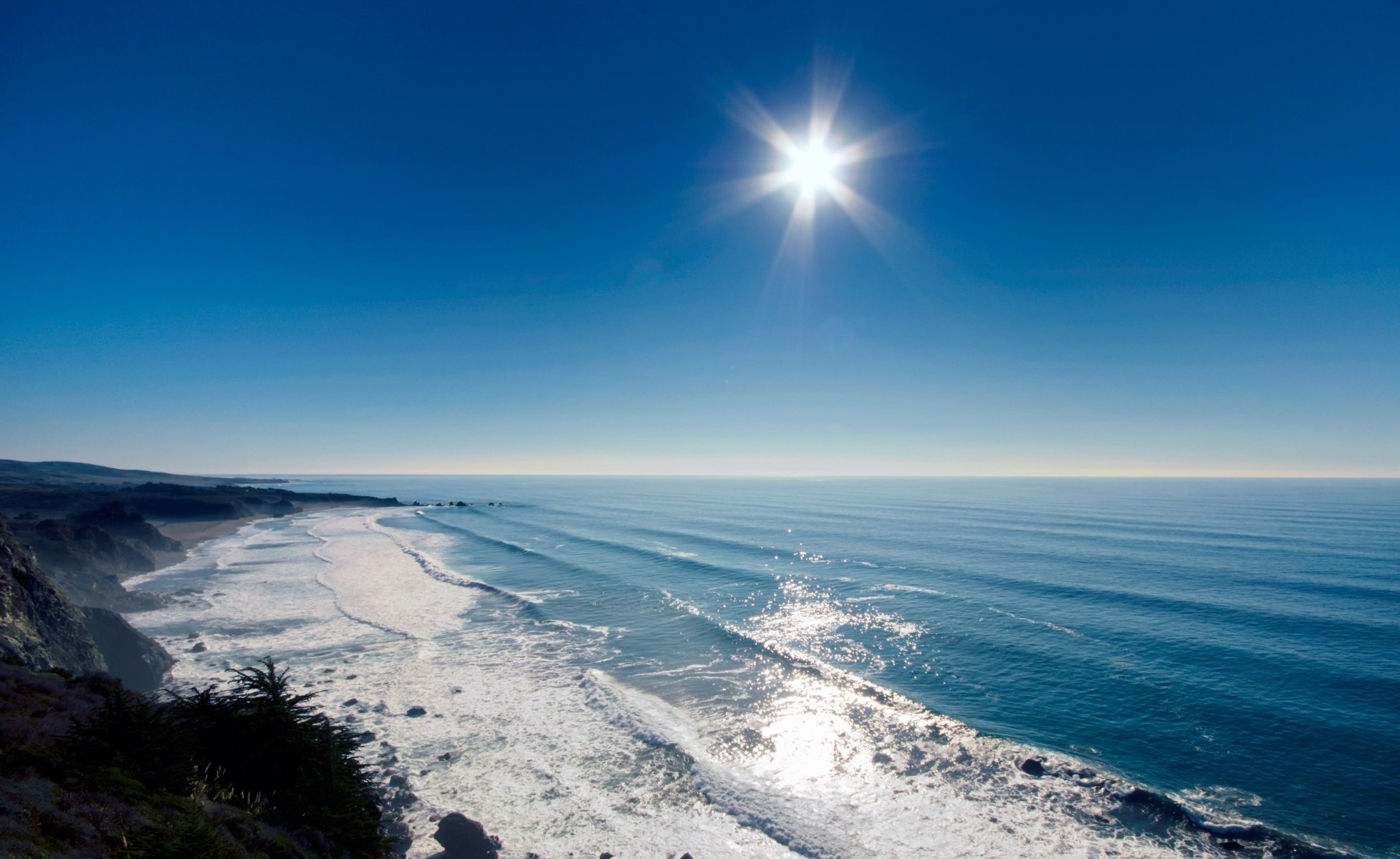 meer wasser ozean natur landschaften gras felsen sonne licht strahlen