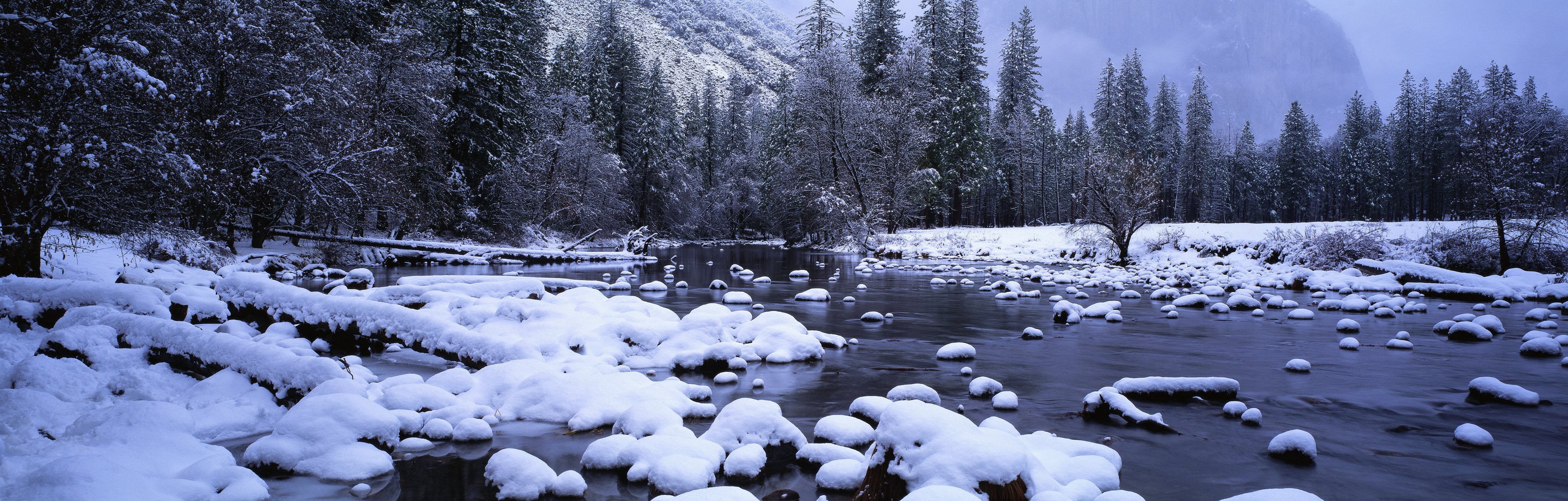 neige ruisseau forêt