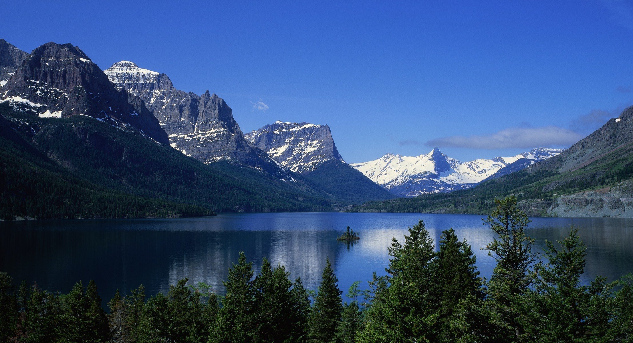 landscape lake water surface mountain