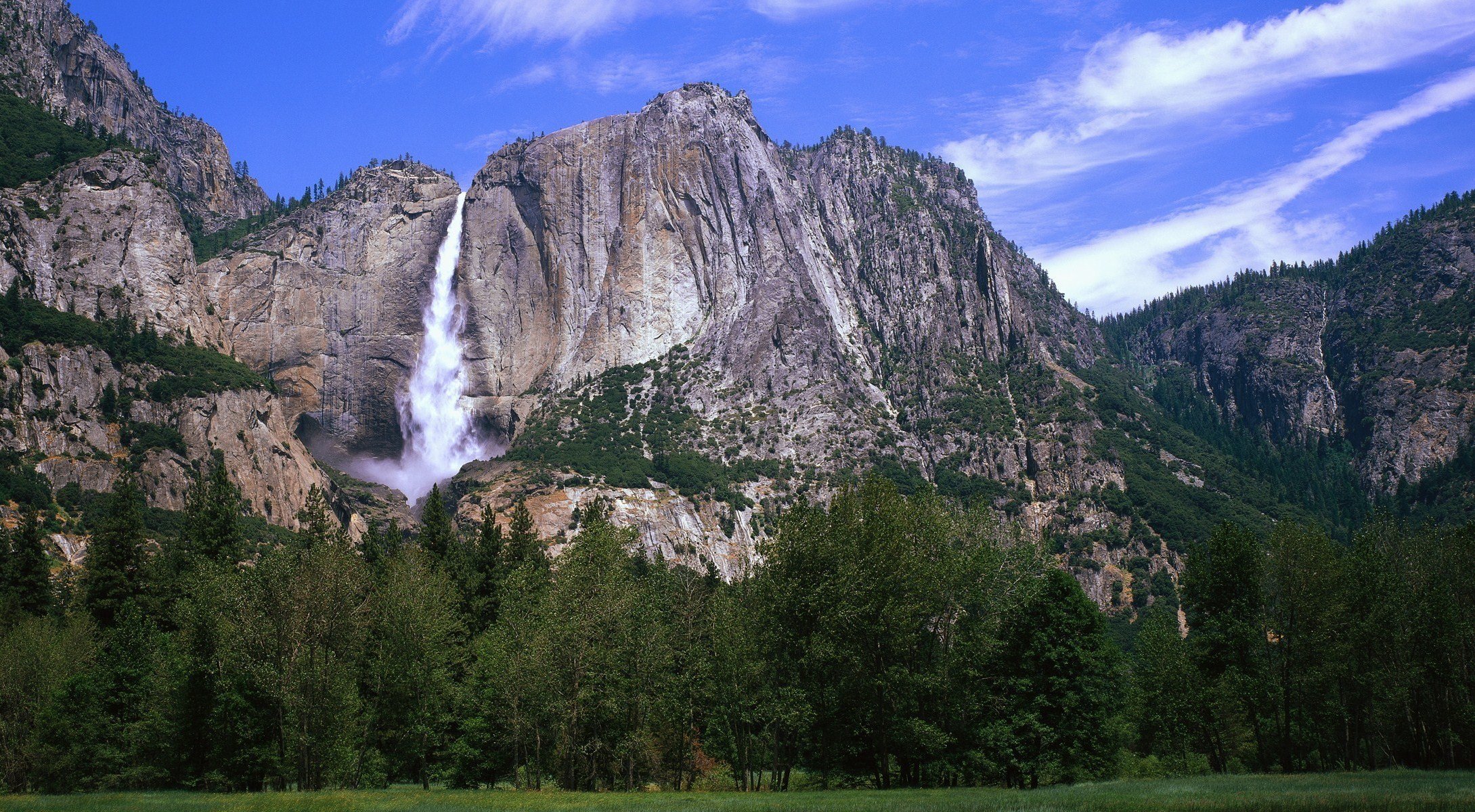 berge gras himmel wasserfall natur