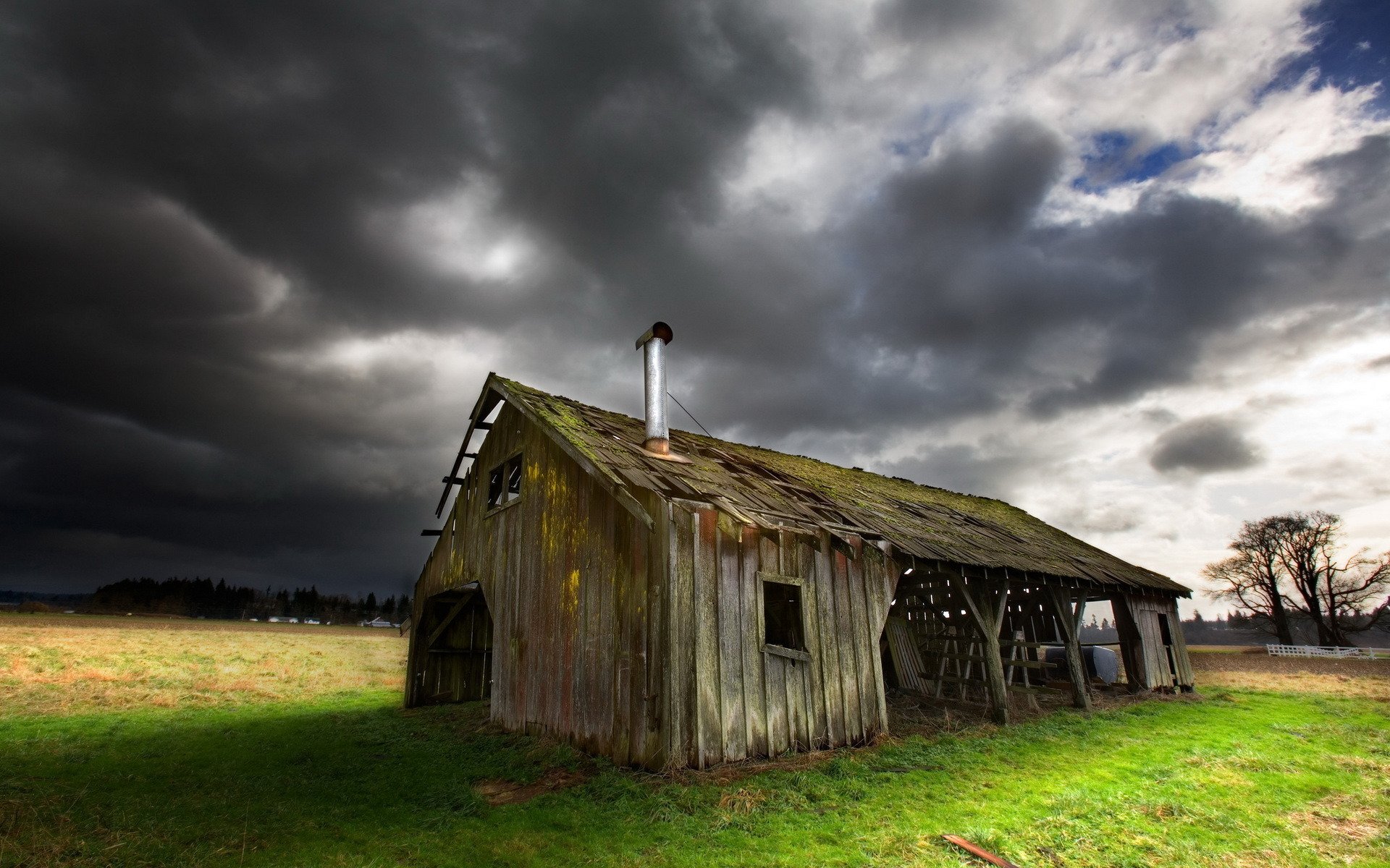 old house grass sky roof creative