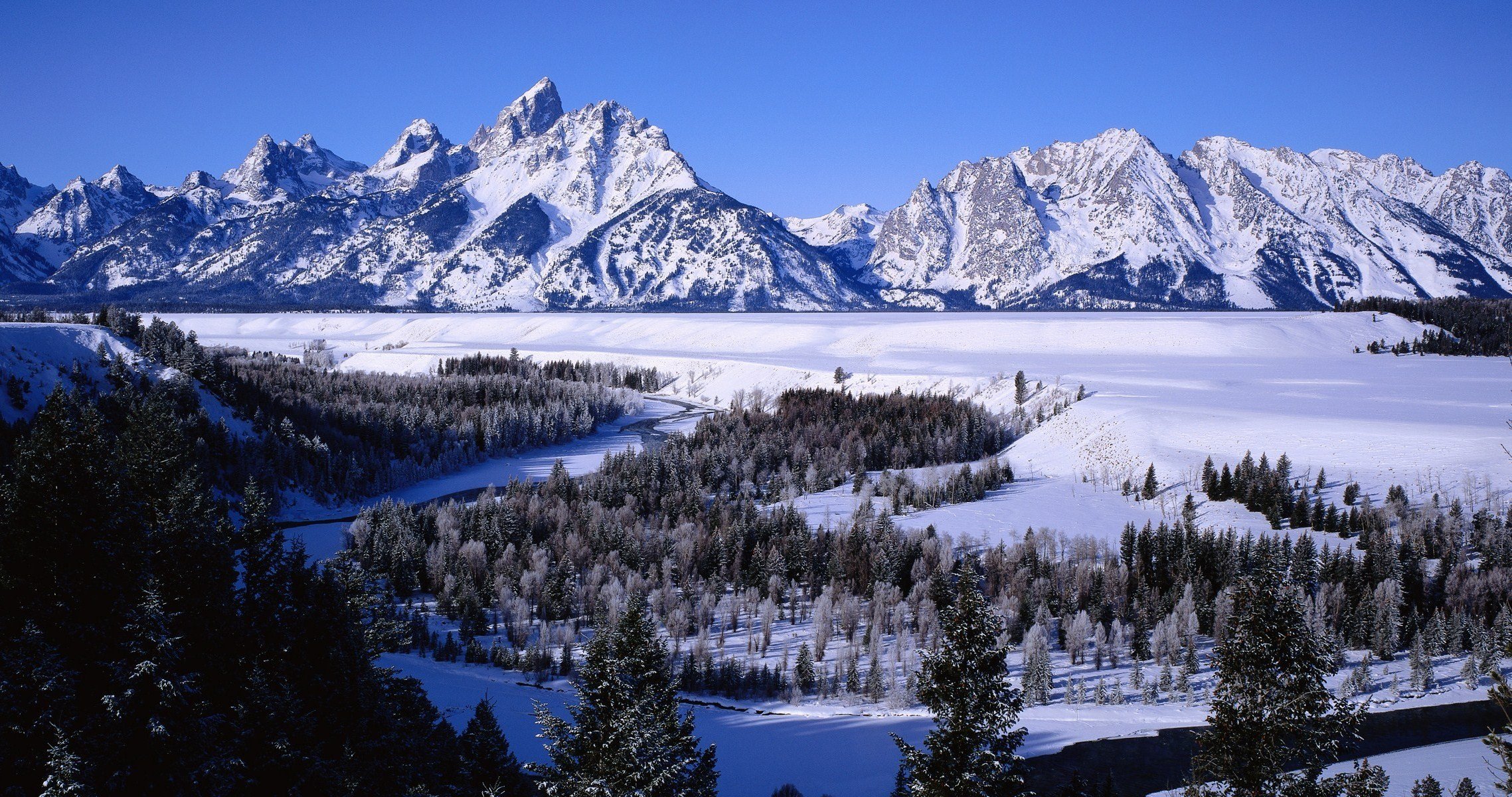 berge wälder winter schnee fluss