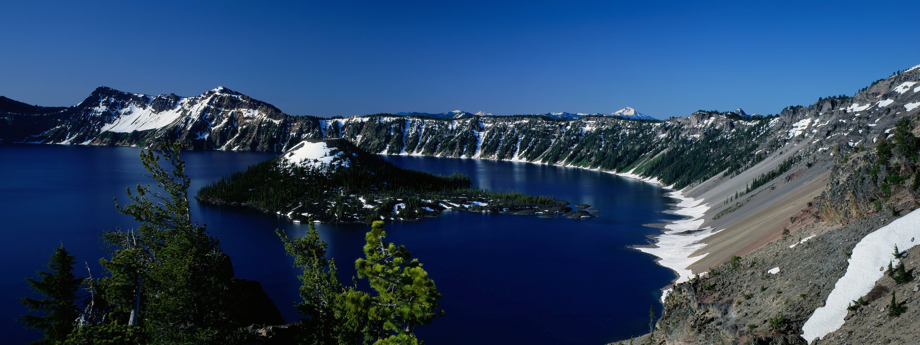 grande lago alberi cielo paesaggio natura doppio schermo due monitor widescreen