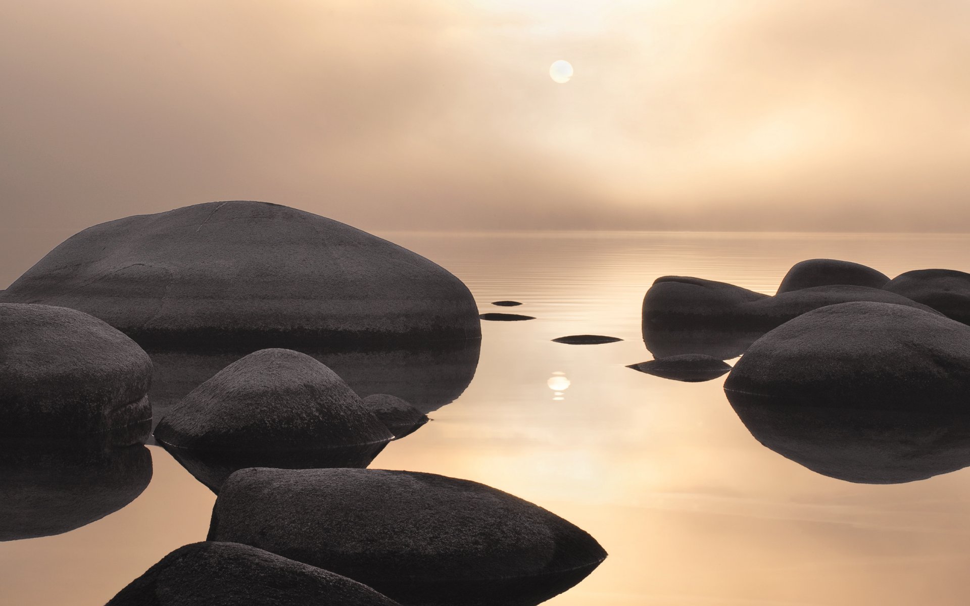 steine meer wasser landschaft sonnenuntergang