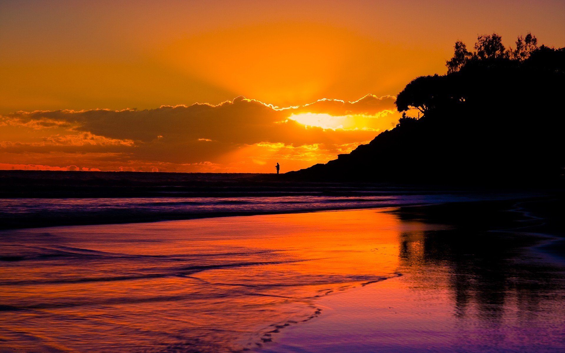 landschaft küste mann sonnenuntergänge sonnenuntergang wolken abend strand küste