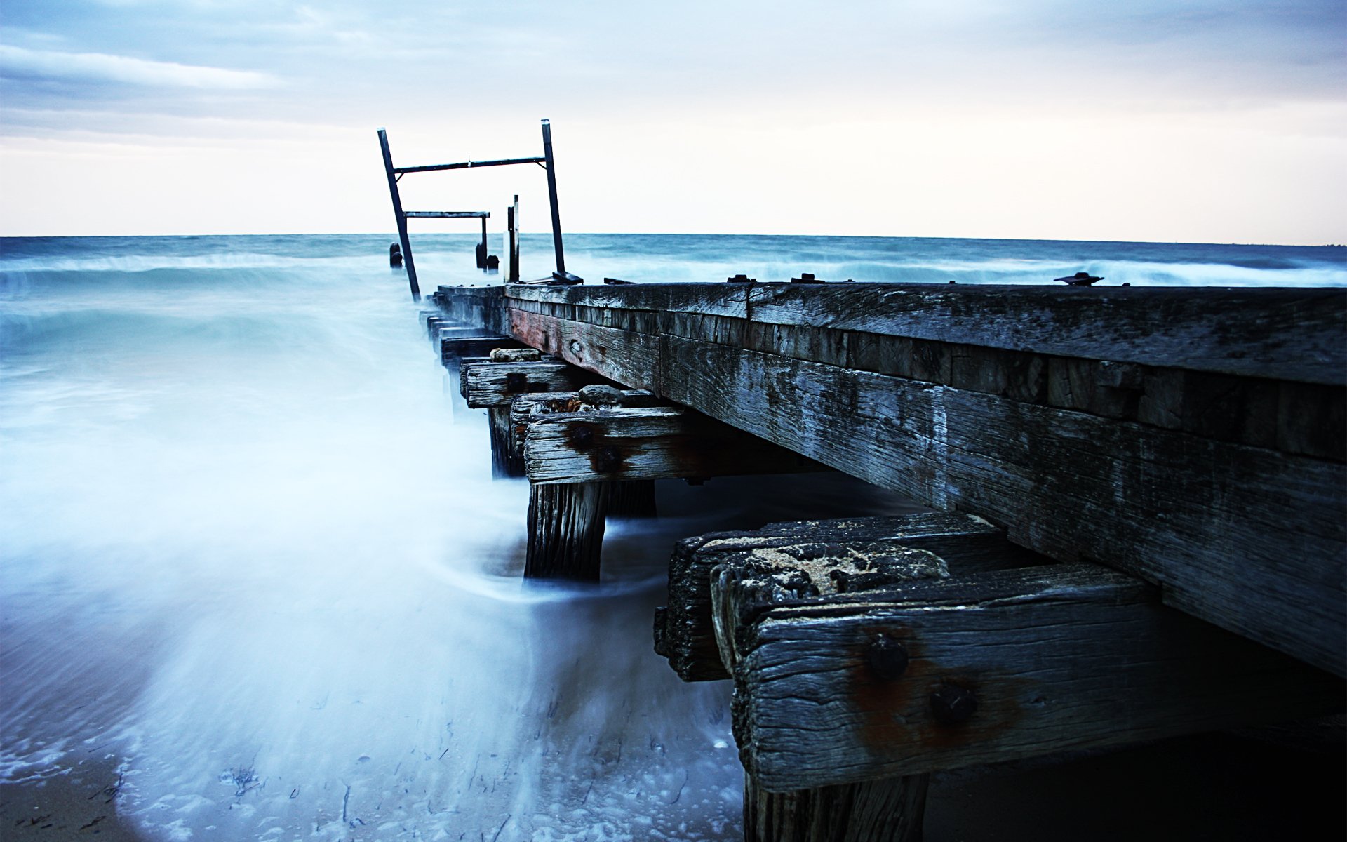 mar nublado tiempo cielo viejo muelle muelle