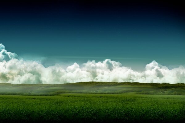 Las nubes son gruesas en la línea del horizonte