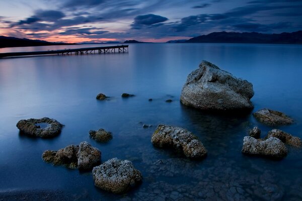 Large stones on the background of a stunning landscape