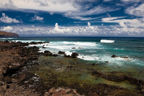 Waves breaking on the wild coast