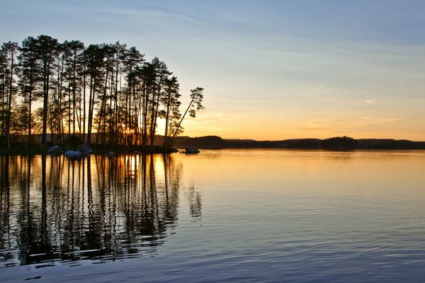 Night sunset in fabulous Sweden