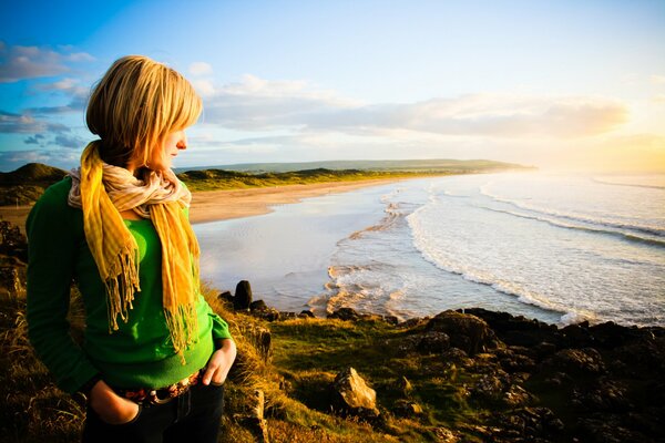 Girl beauty look is a landscape