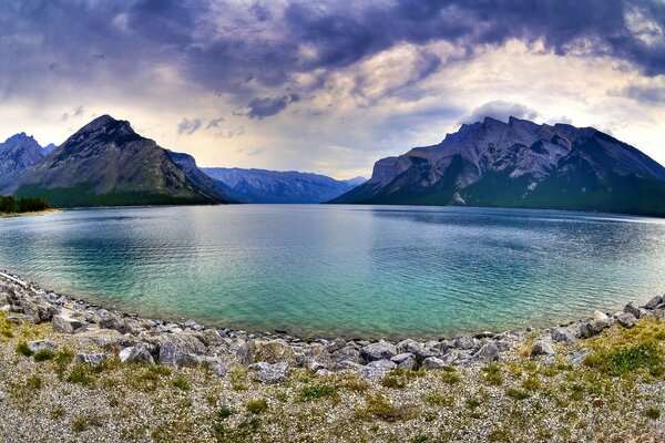 Brewing storms on Lake Alberta in Canada